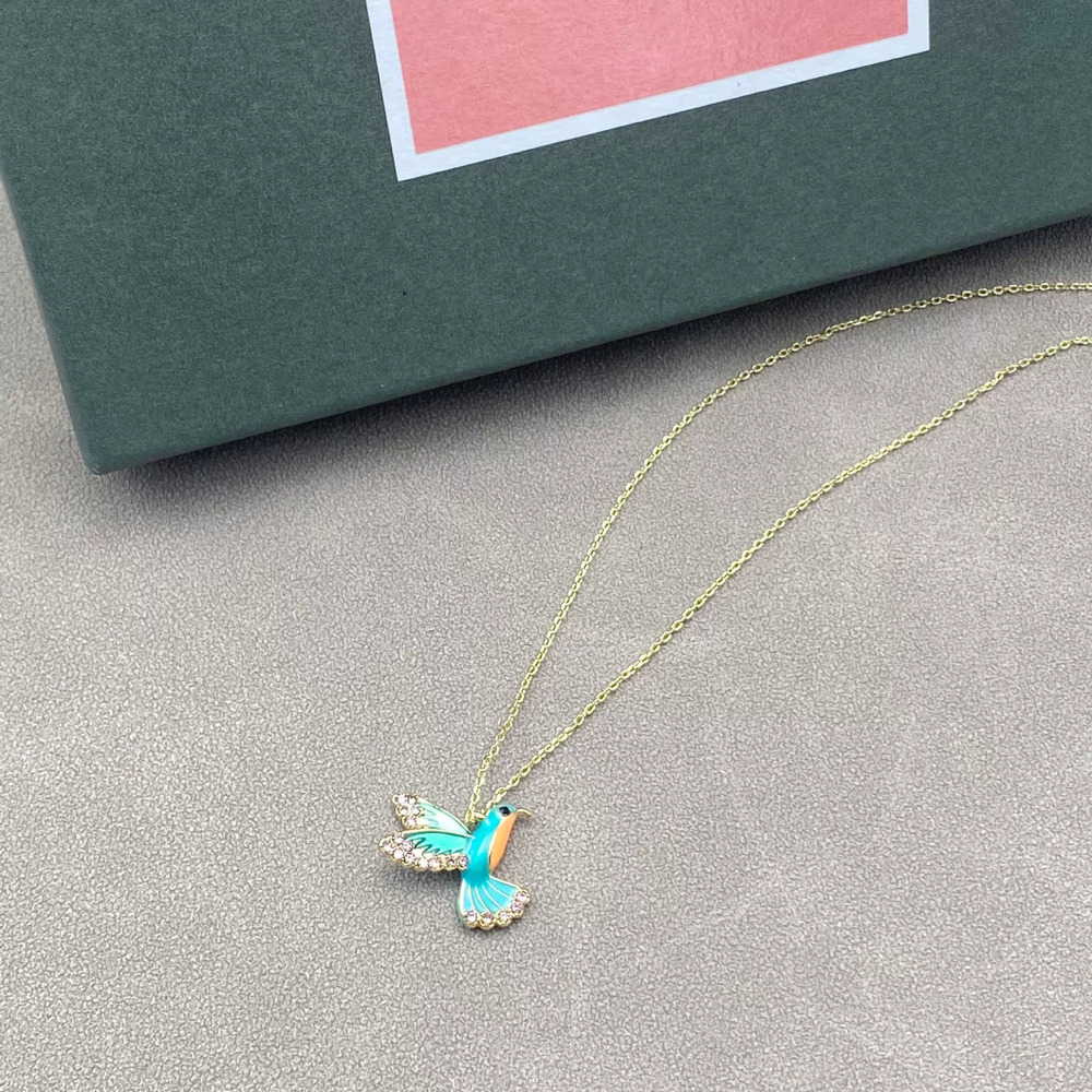 kate spade Rhinestone Enamel 3D Hummingbird Necklace